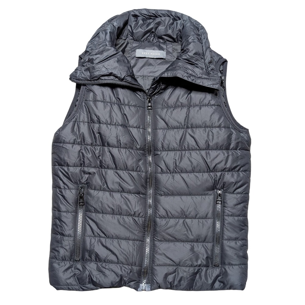 Suzy‎ Shier Women's Small Black Puffer Vest Zip Up Turtle Neck